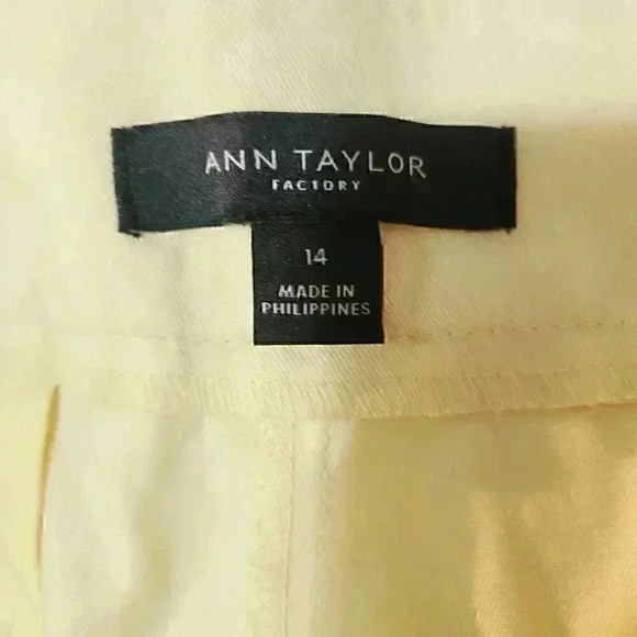 Ann Taylor Wide Leg Cropped Pants Yellow 14 - Picture 4 of 8